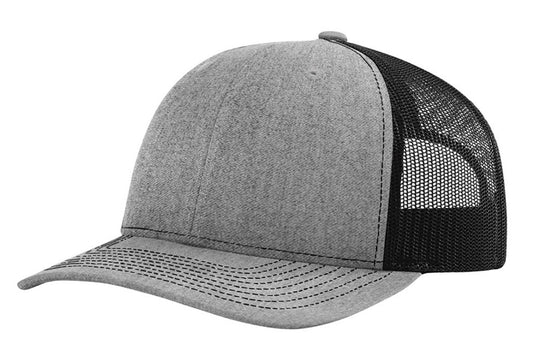 Heather Grey and Black Mesh Richardson 112 Trucker Hat